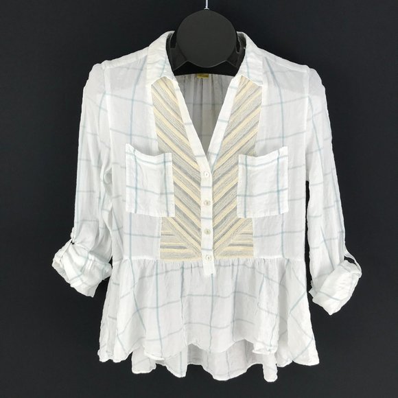 Anthropologie Tops - Anthro Maeve Southbound Button Down Peplum Top